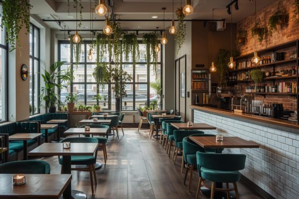 Modern minimalist interior design cafe Manchester